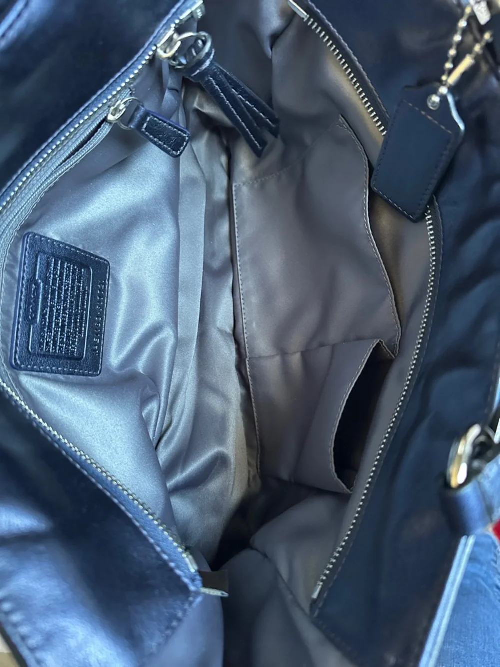 Coach Navy Blue Leather Double-Handle Shoulder Bag - Picture 4 of 8